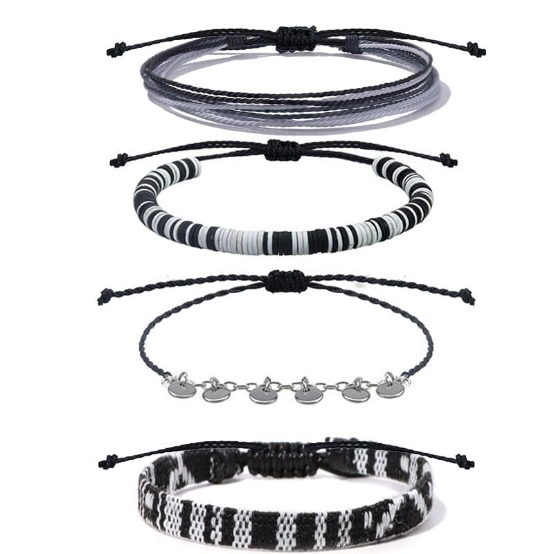 Image of Beach Summer Ankle Bracelet for Women Handmade Braided Adjustable String Anklets Waterproof Surfer Bracelet