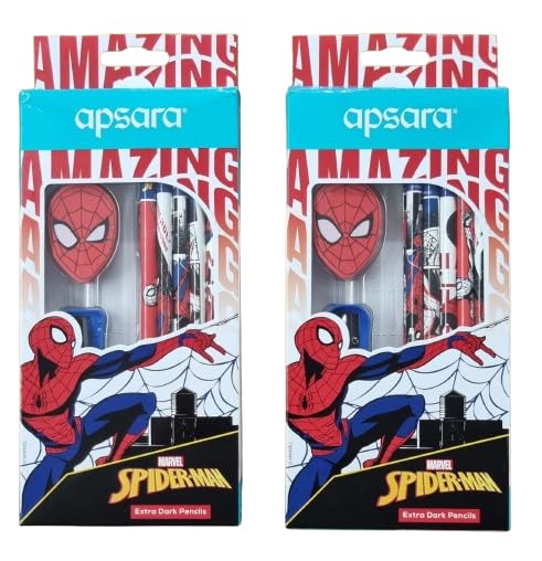Apsara Spiderman Graphite Wooden Pencils| Extra Dark 2B Lead| Includes 20 Pencils, Spiderman Face Eraser, Long Point Sharpener, 1 Pencil Topper| Comfortable Grip For Smooth, Long & Good Hand Writing-image-37