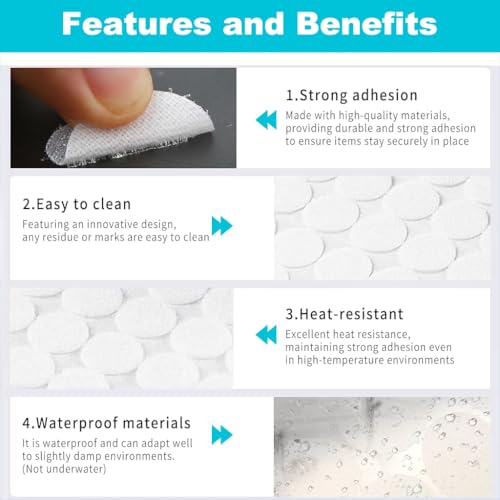 Image of Zibuyu 100 Sets of 2 cm White Round Self-Adhesive Hook and Loop Dots