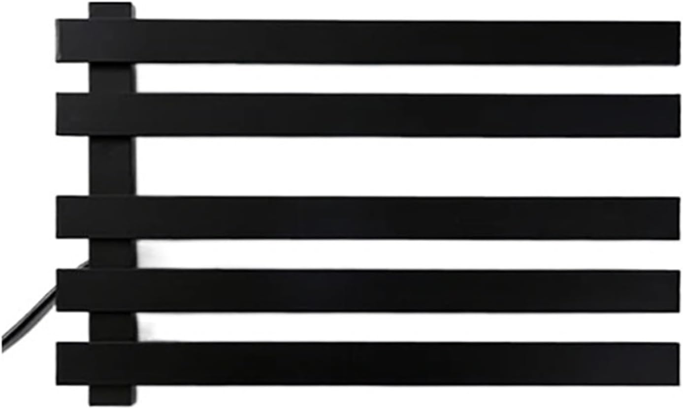 Smart Control Electric Heated Towel Rack - Wall Mounted Black/White Towel Warmer Radiator | Low Energy Consumption | Stylish Bathroom Accessory (28-Black-Button-Left)