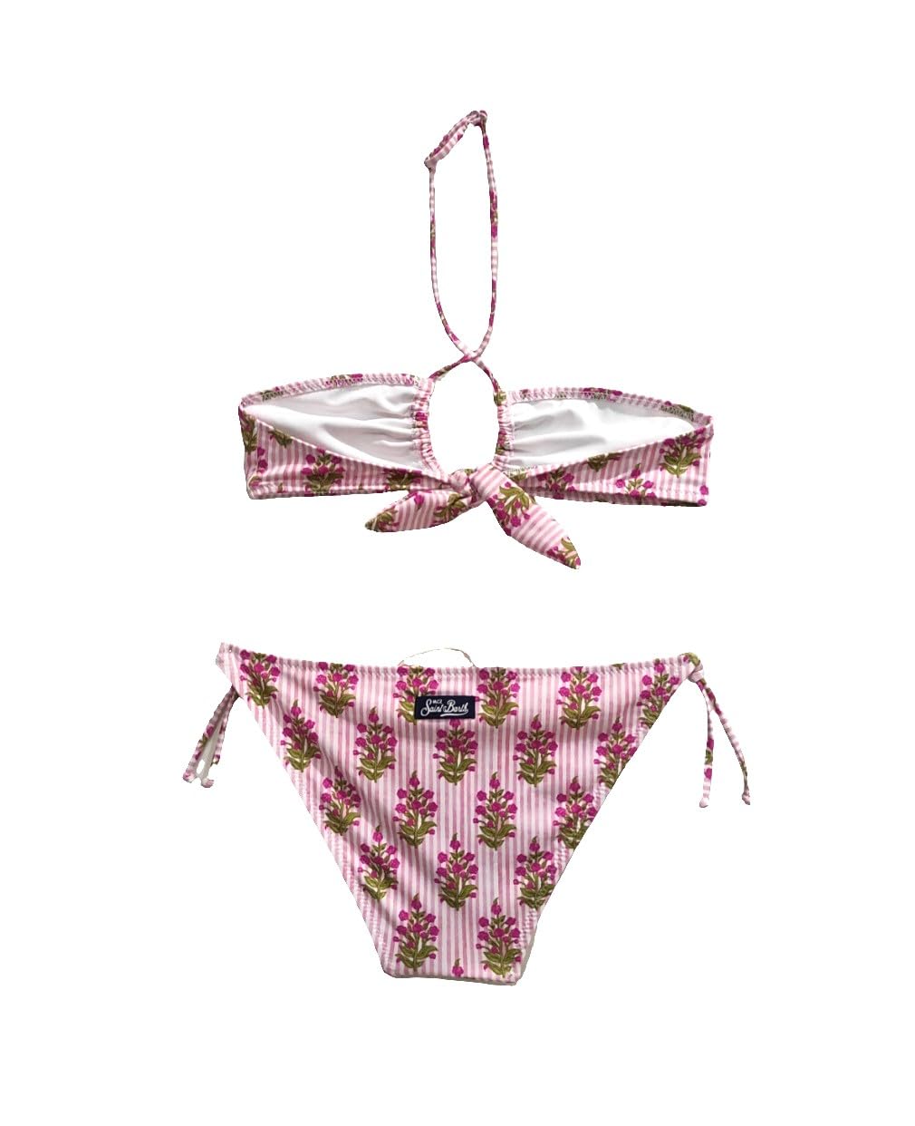 Saint Barth Mc2 Costume Bikini 2 Pezzi Aryanna Righe Rosa Stampa Fiori