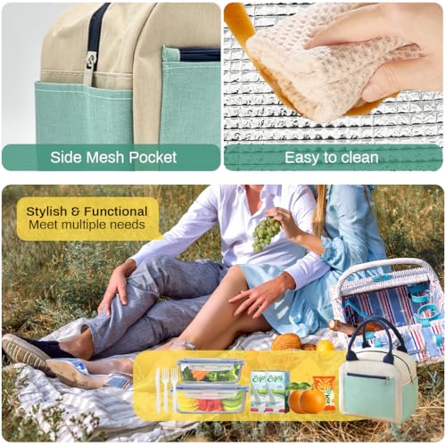 Image of Zibuyu Insulated Lunch Bags for Women - Tiffin Bag | with Thermal Insulation, Leakproof Oxford Lunch Bag for Office & School, Simple Color Matching Design (3.5 Litre)
