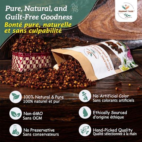 image for Fragrant Tales Premium Organic Whole Cloves 5.3 oz (150 grams), Grade 