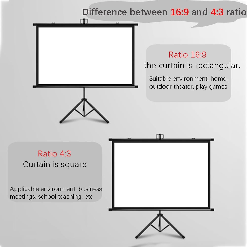 Schermo di proiezione portatile pieghevole con cornice nera per uso interno ed esterno in home theater, giochi e presentazioni in ufficio