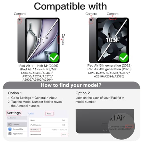 Image of JETech Cover Case for iPad Air 11-Inch M4 /M3 /M2 (2026 /2025 /2024), iPad Air 5 /4 (10.9-Inch, 2022 /2020 Model), Soft TPU Transparent Slim Tablet Cover, Support Pencil Pro /2nd Charging (Black)