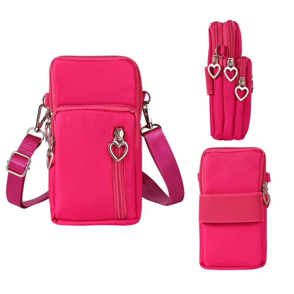 Kimwing Phone Purse Crossbody Bag for Women iPhone 12 Pro Max / 11 Pro Max, Girls Wallet Wristlet Armband for Samsung S20 FE 5G / A51 A10S S20 / LG Stylo 5 / Moto G Stylus Power Pixel 3a 4a (Hot Pink)