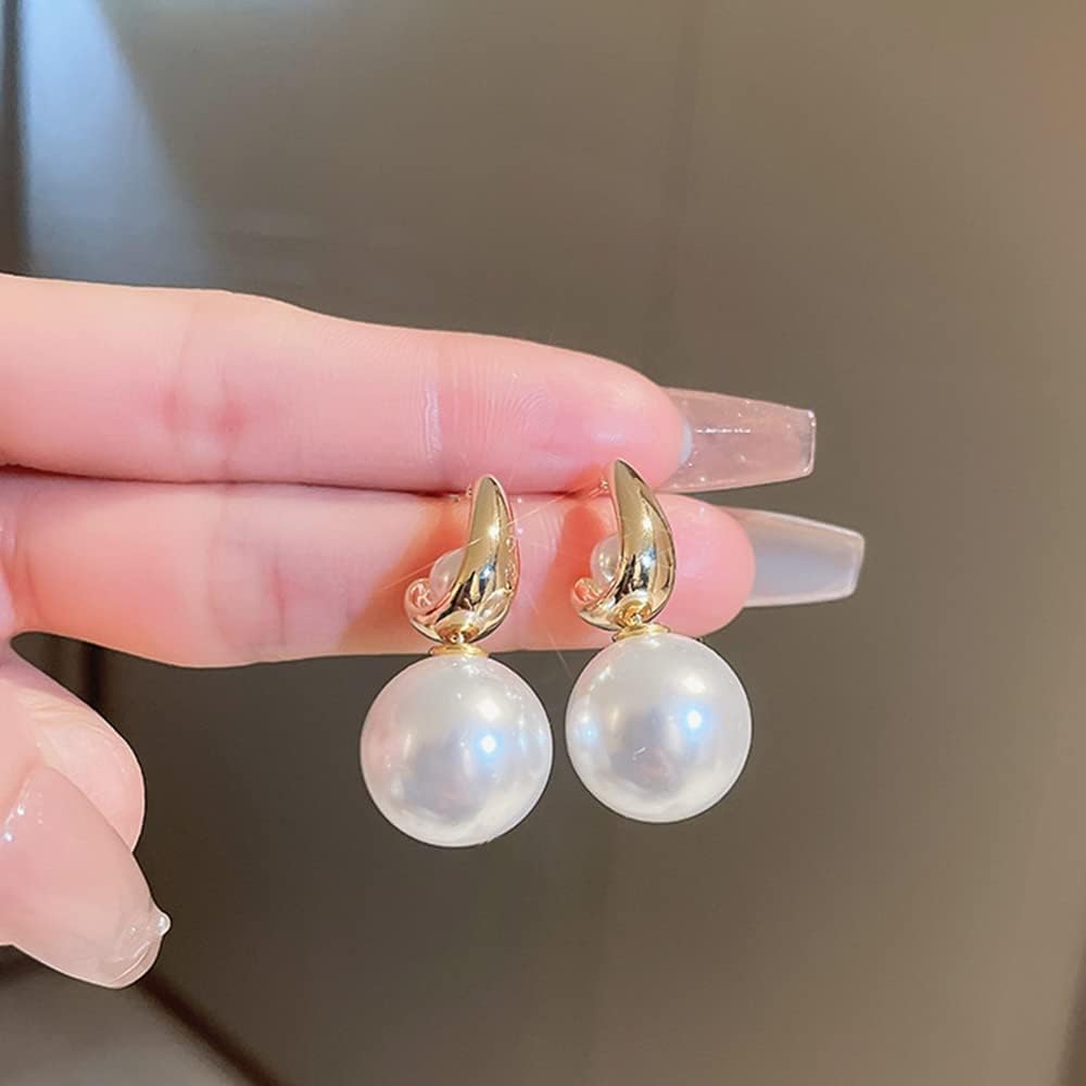 Wiwpar Gold Double Sided Ball Earrings for Women Detachable Multi-Wearing Pearl Drop Earrings Double-Sided Pearl Ball Stud Earrings Disco Jewelry for Women
