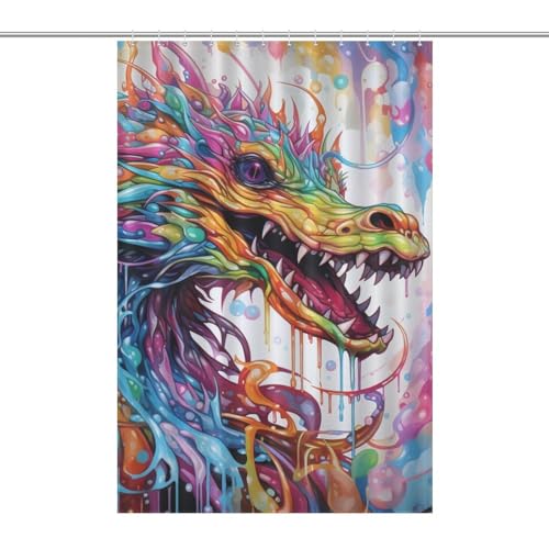 Rideau de douche dragon tissu polyester imperméable lavable baignoire cabine douche - 7
