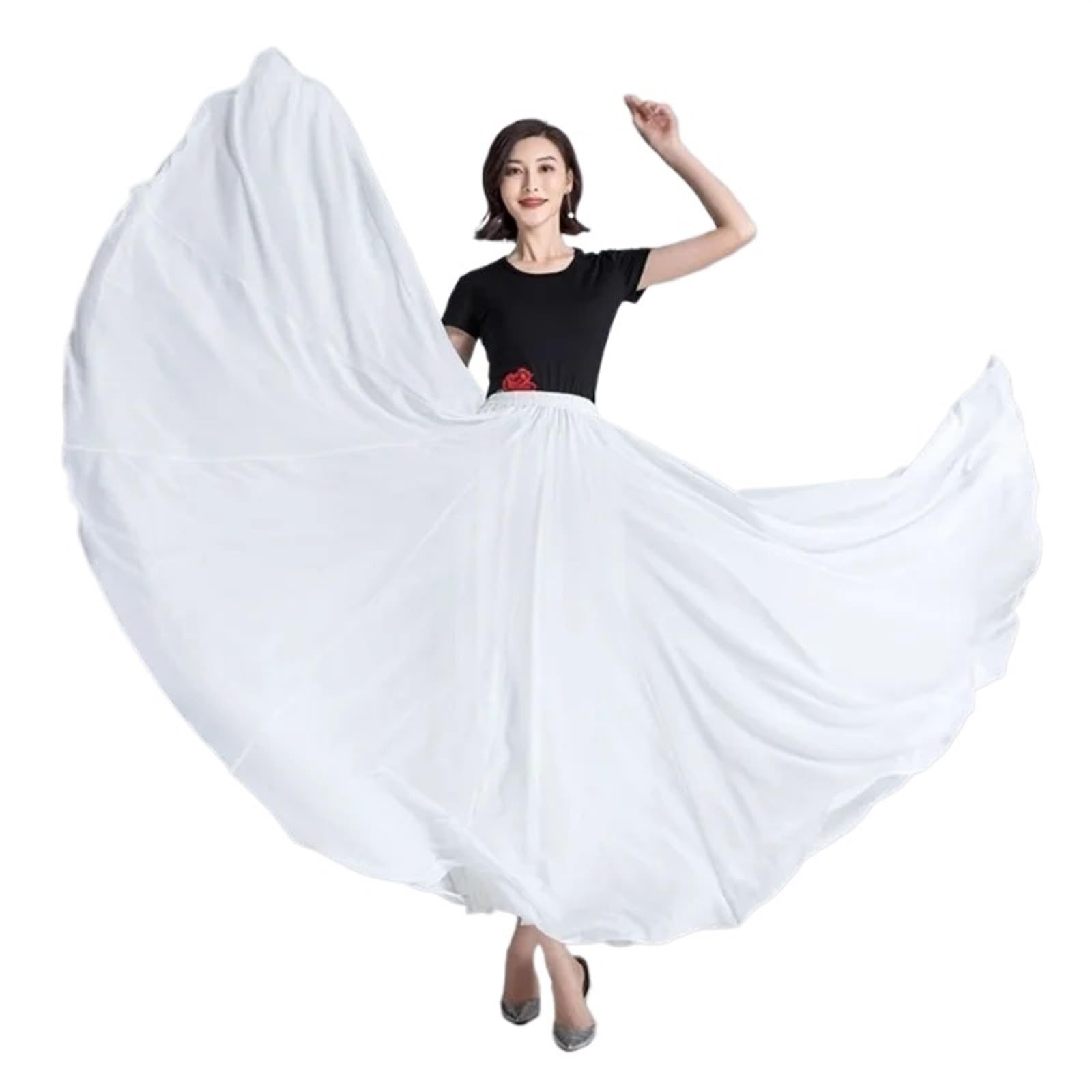 Jupette Danse Classique Fille Jupe de Danse Longue plissée à 720 degrés for Femmes, Couleur Unie, Taille Haute, en Mousseline de Soie, Grande Jupe pivotante(Ice Blue,95cm)