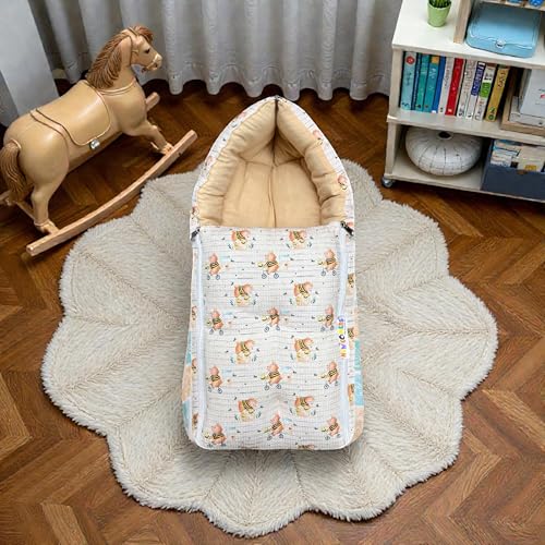 Image of NEW COMERS 3 in 1 Carry Nest Portable Cushion Bed with Waffle Texture Soft 100% Pure Muslin Padding Lightweight Travel Friendly Multi-Use Carry Wrap with Secure Support Design | Unisex Carry Bag Nest