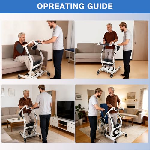 Image of Sit to Stand Lift for Elderly & Disabled,Stand Assist with Adjustable Base Width & Height,Patient Transfer Chair, 400 lbs Capacity, Mobility Support Aid for Home Care & Nursing Use, Black