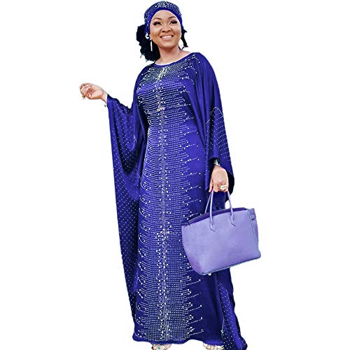 Image of HD African Dresses for Women Fashion Beading Rhinestone Kaftan Maxi Dress