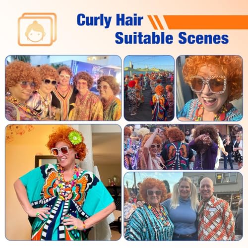 Image of Women Roper Curly Old Lady Grey Cosplay Wig with Necklace Earrings and Sunglasses for Women Hallween Costume Wig