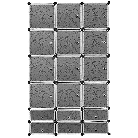 HUOLE 18 Würfel DIY Regalsystem Kleiderschrank Offen Kunststoff Garderobe Cover