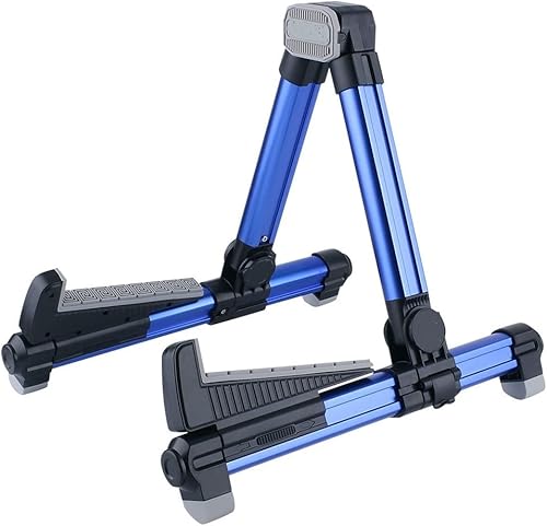 ENO MUSIC Alumium Alloy A-Frame - Soporte universal plegable para guitarra acústica para bajo eléctrico, color azul
