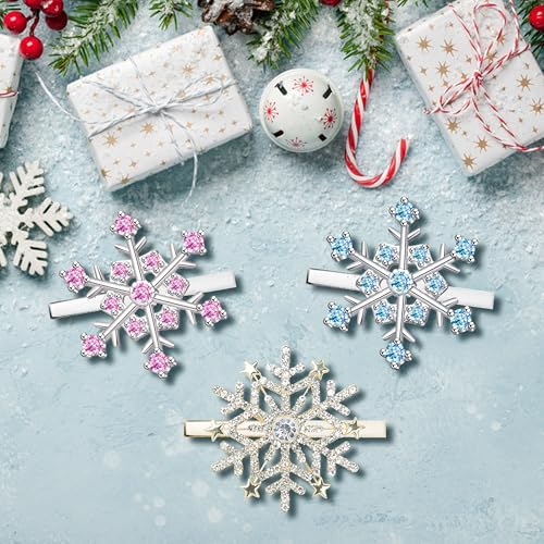 Image of 6 PCS Christmas Snowflake Hair Clips for Women Sparkly Rhinestone Snowflake Hairpin Barrette Holiday Wedding Bridal Hairstyle Salon Christmas Holiday Party Hair Accessory Gifts (Snowflake)