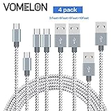 Micro USB Cable, [3FT+6FT+6FT+10FT] Nylon Braided Tangle-Free Micro USB Charging Cable Charge Cord for Android, Samsung, HTC, Nokia, Sony, Nexus, LG and More-[Grey + White]
