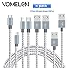 Micro USB Cable, [3FT+6FT+6FT+10FT] Nylon Braided Tangle-Free Micro USB Charging Cable Charge Cord for Android, Samsung, HTC, Nokia, Sony, Nexus, LG and More-[Grey + White]