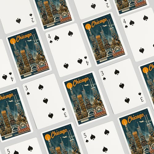 Lantern Press Naipes Poker Chicago, Retro Skyline miniatura 4
