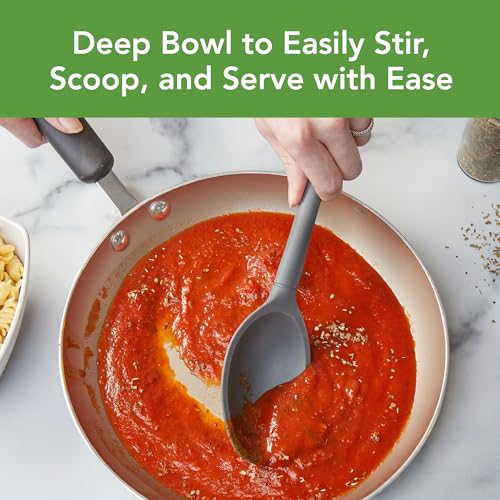 Image of Tovolo Flex Core Silicone Deep Spoon for Cooking Mixing Baking Serving, Dishwasher Safe BPA Free All Silicone Kitchen Mini Spoon Heat Resistant Nonstick Safe Serving Spoon, Charcoal Gray