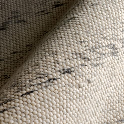Image of Nuloom Hamptons Ivory Striped Flatweave Area Rug, 10' x 14' | Nuloom Hamptons Striped 10' x 14' Wool Jute Area Rug for Dining Room Living Room, Ivory