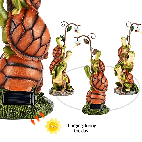 Wenyle Garden Turtle Statues Outdoor Decor, Resin Solar Cute Turtles And Dragonfly Figurine, Funny Turtles With Solar Light Statues For Patio Yard Lawn Porch Decoration #TOP4