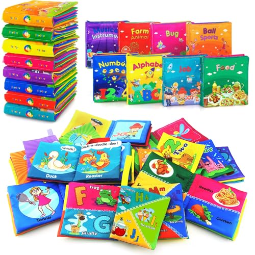 Image of 8PCS Baby Bath Books Set with Crinkle Sound, Soft Sensory Early Learning Toys for Newborns & Infants, Washable Teething Educational Activity Toy ﻿