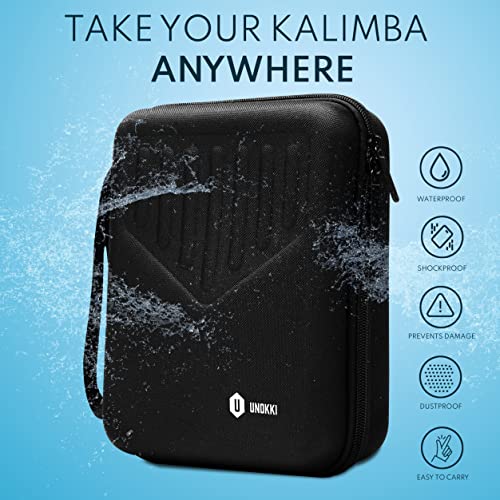 Image of UNOKKI 17-Key Kalimba with Case - Hard Waterproof Case, Acacia Wood, 7.4 inch x 5.2 inch - Portable Mbira Thumb Piano & Finger Piano with Curved Keys & Thumb Covers, Tuning Hammer & Instruction Book