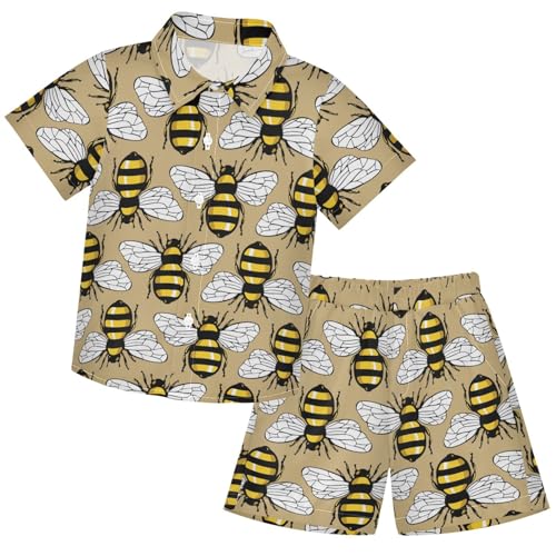 Image of visesunny Boy's 2 Pieces Shirt and Short Set Casual Shirts Short Sleeve Beach Shorts Summer Outfits for 3-10 Years Kids