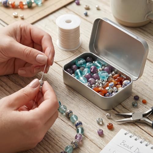 Image of 20-Pack Metal Tin Box with Lid, 3.7 inch x 2.4 inch x 0.8 inch Silver Rectangular Hinged Tin Container Set, Small Metal Tins Empty Case for Crafts, Beads, Mint Tins, Geocache, Salve, DIY Candles