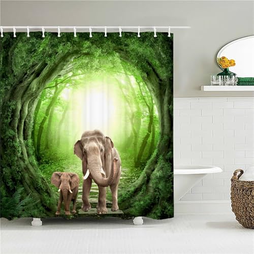 Rideau de douche éléphant en polyester lourd imperméable chic