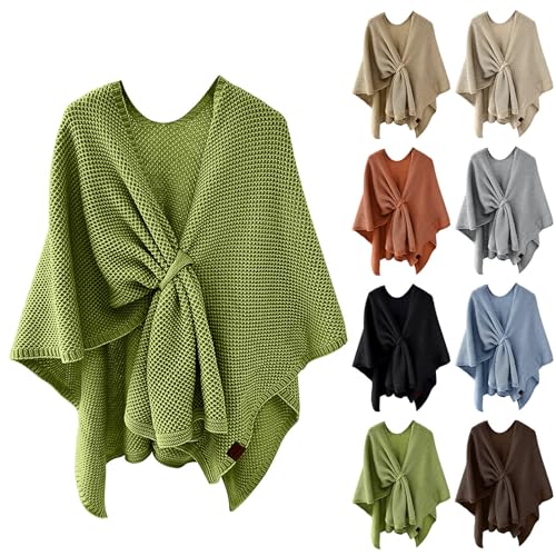HGps8w Women's Elegant Shawl Wrap - Cross Front Solid Color Poncho Cape - Wrap Topper Knitted Cardigans Sweater Shawls2