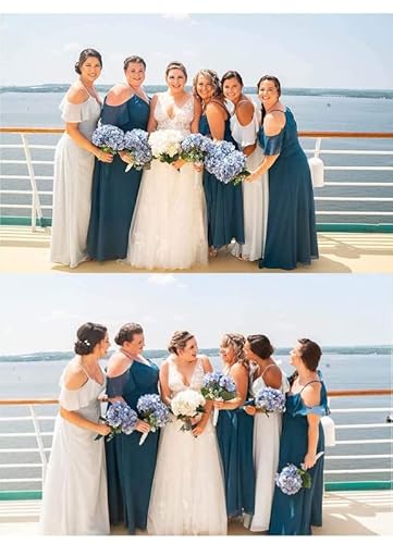 Tanpaul Bridesmaid Dresses Ruffles Sleeves Bridesmaid Dress Long Chiffon Evening Gowns With Pockets Pink #TOP6