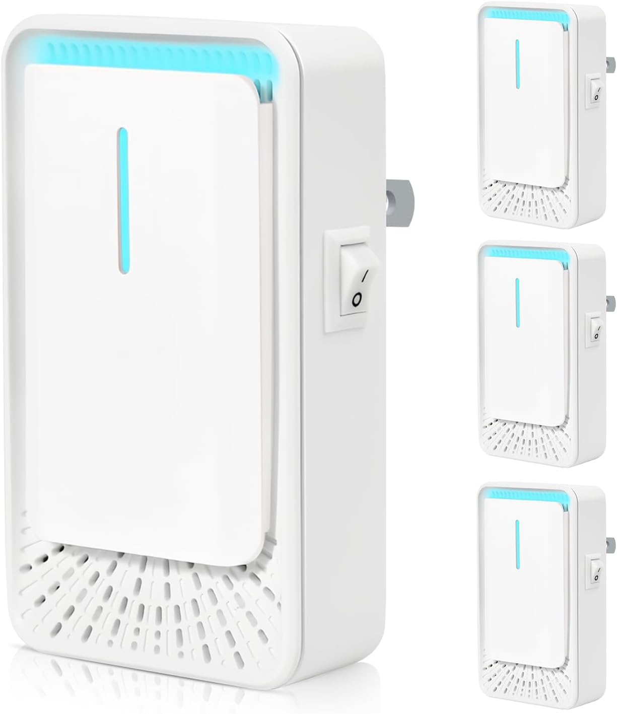 Plug In Air Ionizers - 4Pack Negative Ion Technology Air Purifier, Quiet Mini Air Freshener for Home, Bedroom, Office, Basement - Portable Air Purifiers for Odor, Dust, Smoke, Pets Smell, White