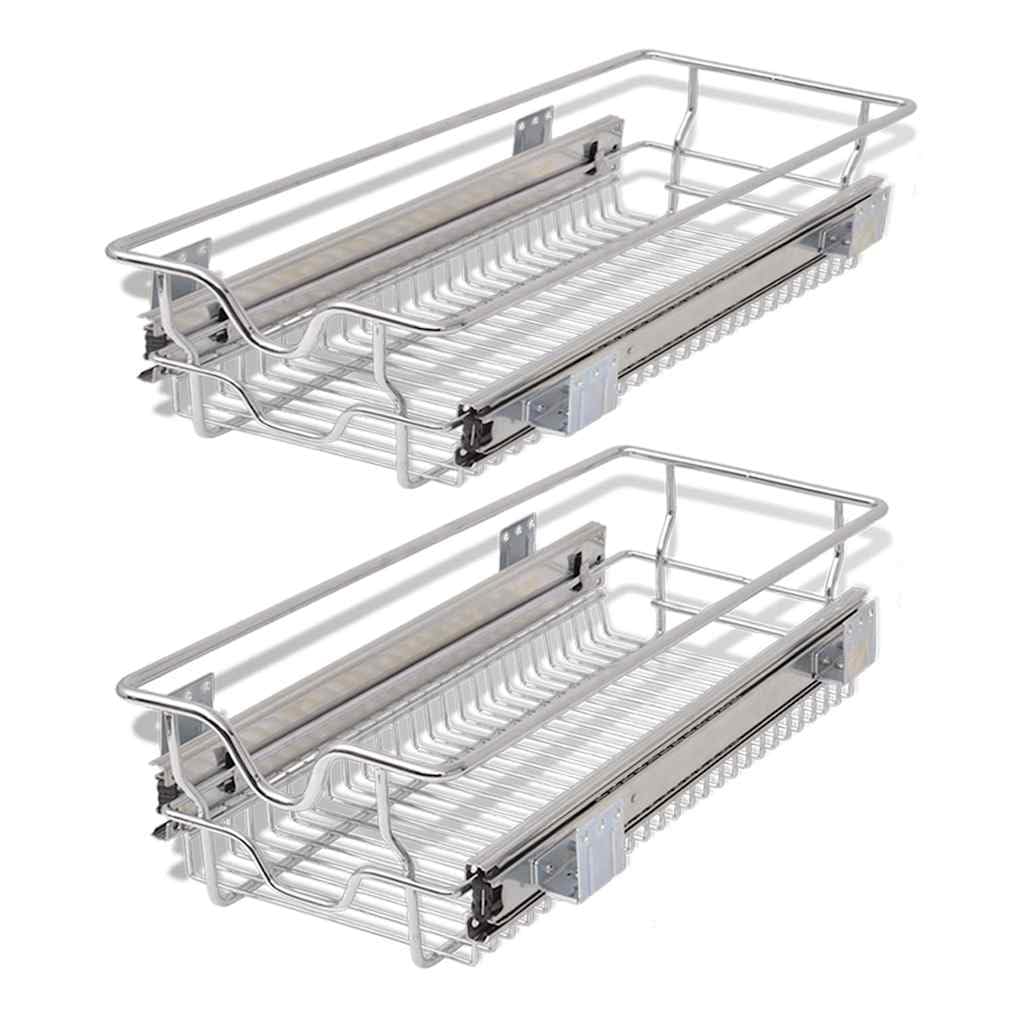 Generisch Lot de 2 paniers de cuisine en métal argenté 300 mm