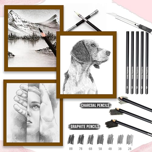 Image of DaKos Sketch Set of 47 Pieces - Drawing and Shading Pencil Set for Artists, Perfect Sketching Kit of Charcol Pencil and Shading Art with Carry Box (MFP1407)