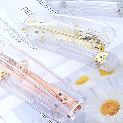 DONTHINKSO Goud Acryl Premium Nietmachine Clear Briefpapier Bureau Accessoires voor Dagelijkse Kantoor Noden Moderne… - Image 6