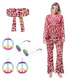 Lässige Alltagskleidung - Dieses Hippie-Kostüm & ausgestellte Hosen und Hippie-Accessoires zusammen ist schön atemberaubend, aber wenn es alleine getragen wird, gibt es einen bequemen und nicht seltsamen Look. Es ermöglicht Ihnen, zu mischen und zu kombinieren, wie Sie möchten. 60s 70s Top, Hosen oder Accessoires können alle einen guten Job mit anderen Kleidungsstücken machen;
