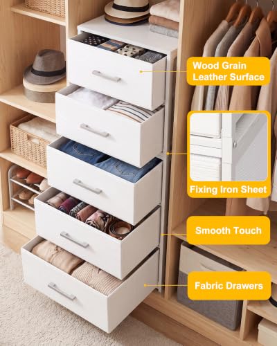 Image of Fixwal Closet Drawers for Clothes, 2 Pack, 5 Drawers Stackable, 15.7 inch Wide