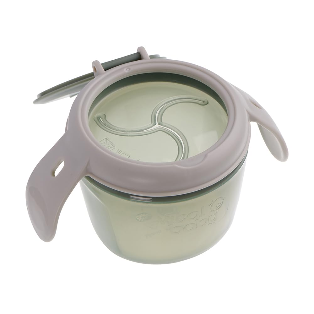 Vital Baby Nourish Toddler Snack Pot 6m+, Green, On-The-Go Snacking, Dual-Lids, Soft Silicone Slatted Lid, Easy-Grip Handles - Image 2