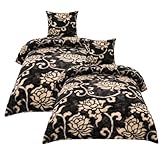 ABOUT YOUR HOME EST 2020 Fleece Bettwäsche Flausch 135x200 80x80cm Blumen braun