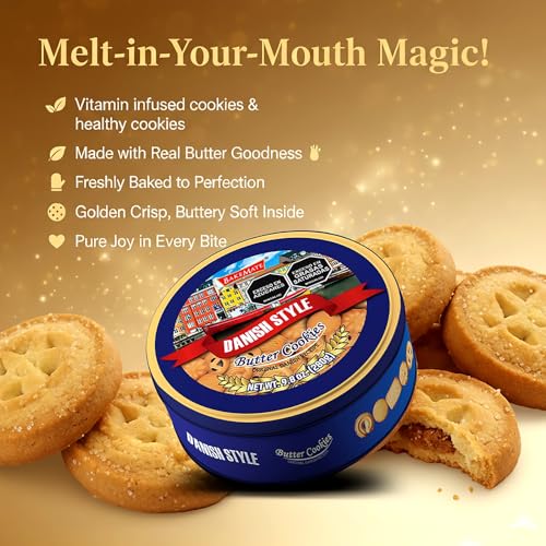 Image of Bakemate Danish Butter Cookies Box - 280 G | Healthy & Tasty Cookie | Christmas Cookies Gift Pack | Xmas Cookie | Tea Time Snack, Office Snacks & Xmas Gifting
