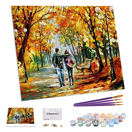 TAHEAT Kit de Pintura al óleo de Bricolaje por número, Pinturas de Pintura Caminando contigo, Dibujo con Pinceles de 16 x 20 Pulgadas, decoración navideña, Regalos (sin Marco) Cover