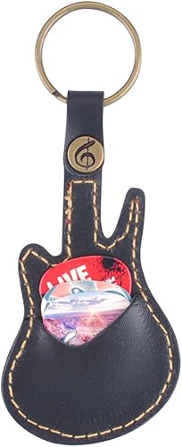 Miniatura 3 de KingPoint Funda de cuero para púas de guitarra, llavero de púas de guitarra, estuche para púas de guitarra, bolsa con 5 púas de guitarra de regalo