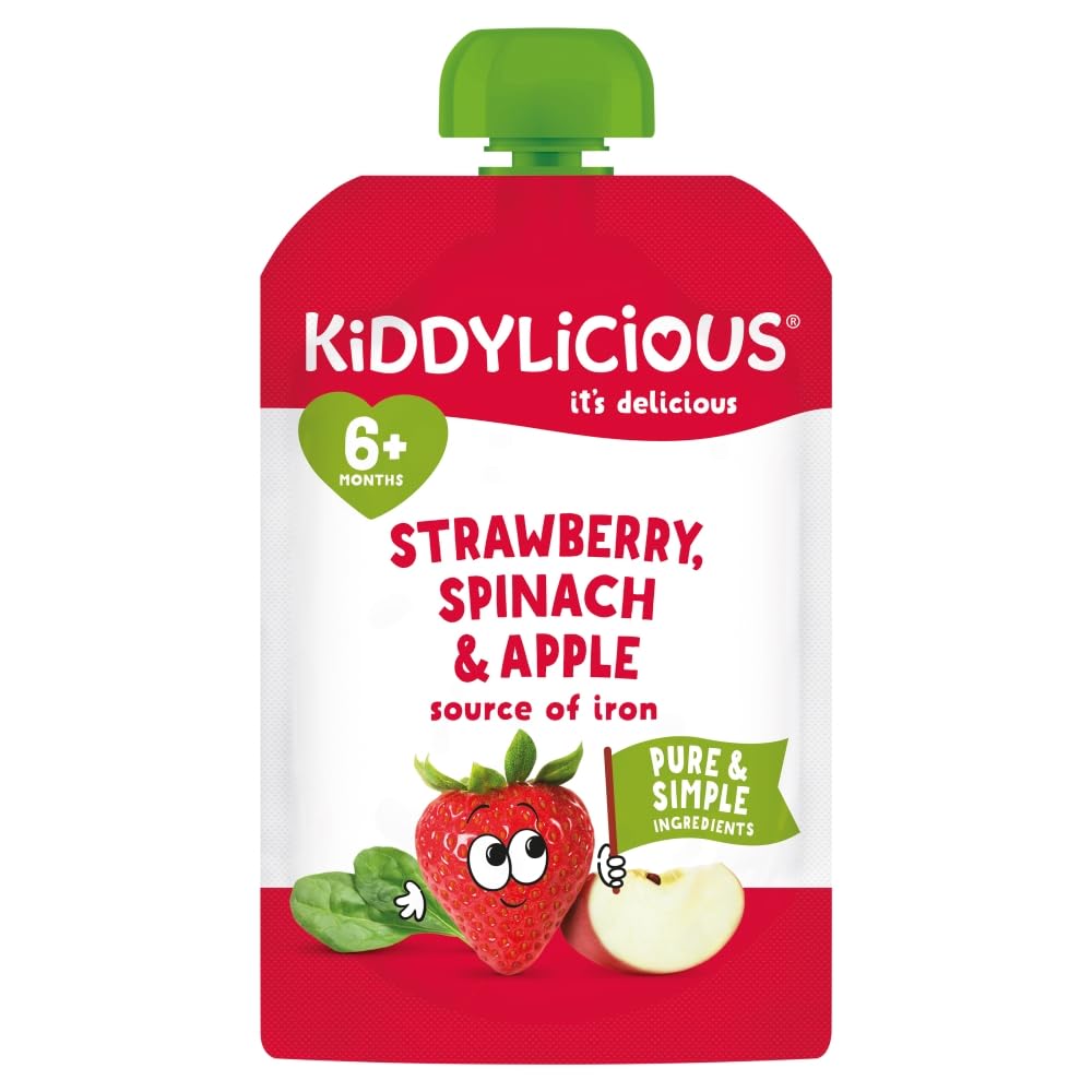 Kiddylicious Strawberry, Spinach & Apple Pouch 100g