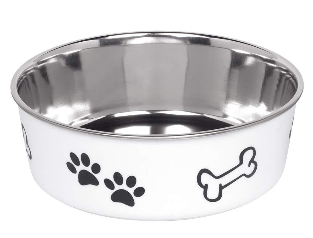 Nobby Fusion Stainless Steel Dog Bowl Non-Slip White 20 cm 1.80 Litres