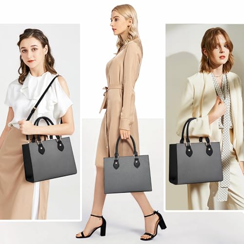 Image of CHICAROUSAL Crossbody Purses and Handbags for Women PU Leather Tote Top Handle Satchel Shoulder Bags (Liz Grey - Black)