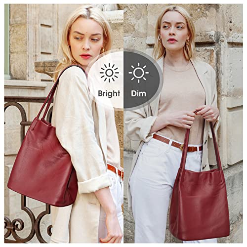Image of Kattee Women Soft Genuine Leather Totes Shoulder Bag Purses and Handbags with Top Magnetic Snap Closure