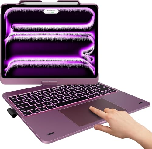 typecase Touch Case with Keyboard for iPad Pro 13-inch(M5/M4, 2025/2024), iPad Air 13-inch(M3/M2, 2025/2024) & iPad Pro 12.9-inch, Trackpad, 360° Rotatable, 11-Colors Backlit, Soft Purple