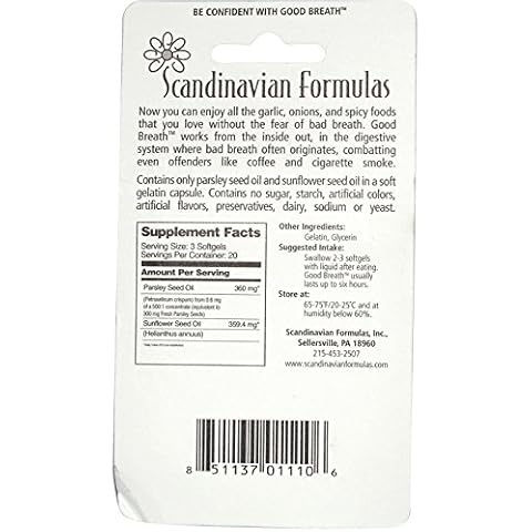 Scandinavian Formulas Good Breath Parsley+Sunflower 60 Softgels Cover